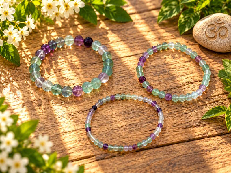 Pulsera Fluorita Arco Iris Bola